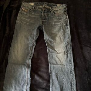 Deisel Blue Denim Jeans, button fly, 34x32